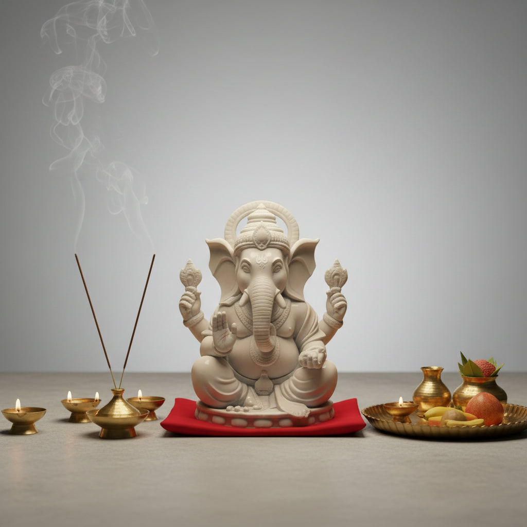 Sitting Ganesha Premium Resin Figurine | Hand-Painted Devotional Idol