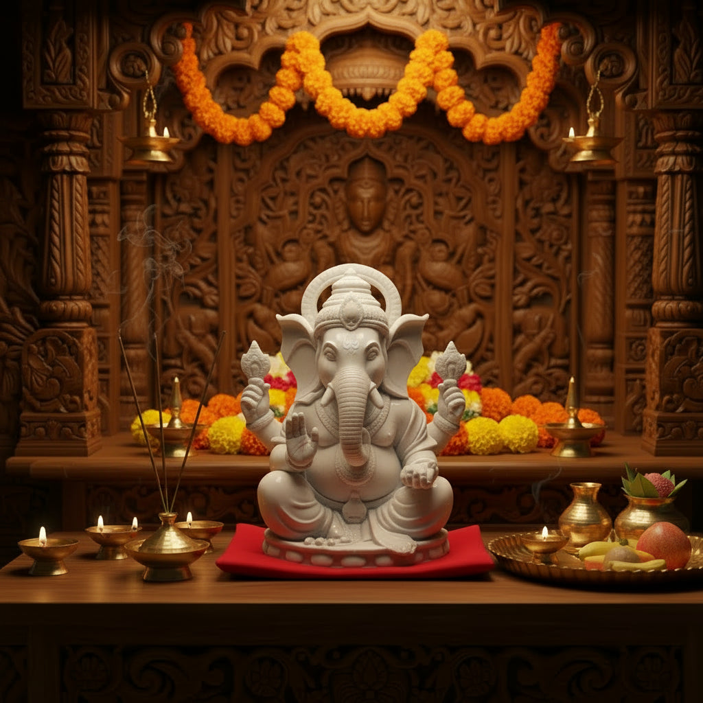 Sitting Ganesha Premium Resin Figurine | Hand-Painted Devotional Idol