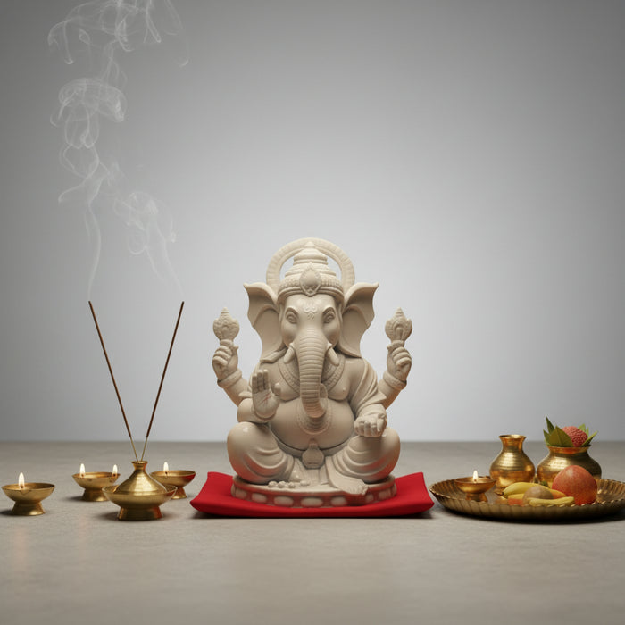 Sitting Ganesha Premium Resin Figurine | Hand-Painted Devotional Idol