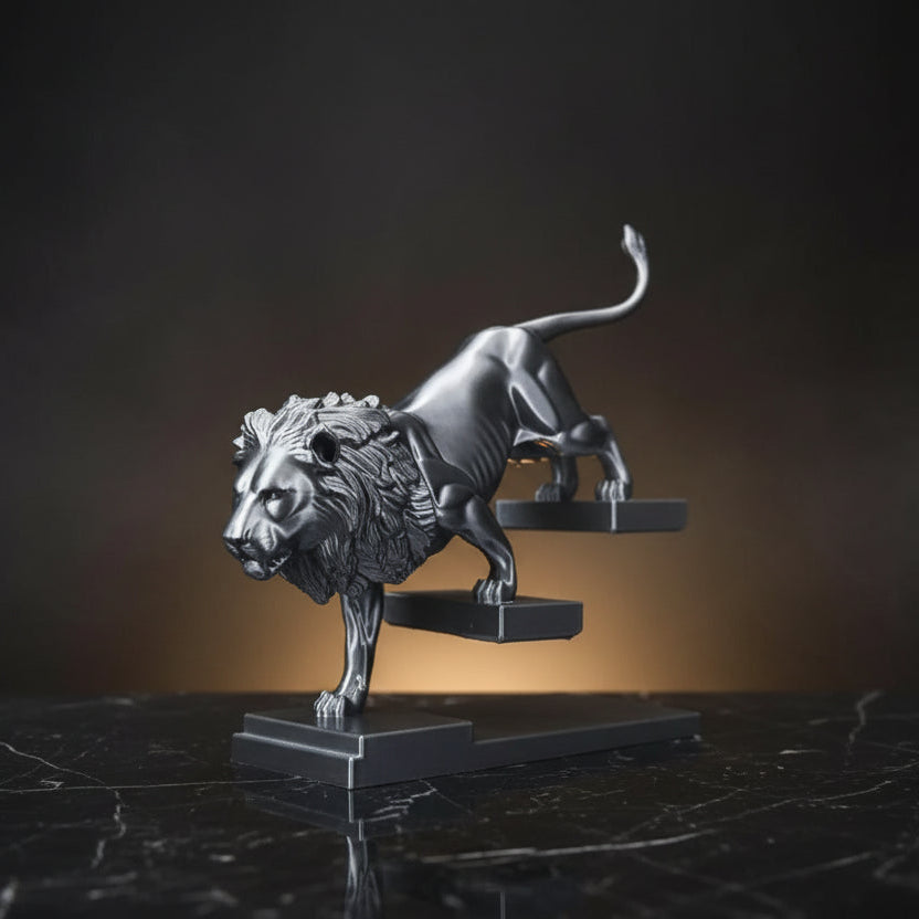 Charging Lion  Premium Silver Figurine