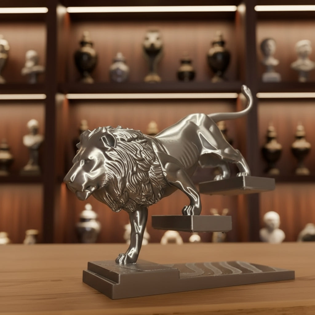 Charging Lion  Premium Silver Figurine