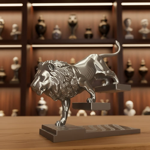 Charging Lion  Premium Silver Figurine