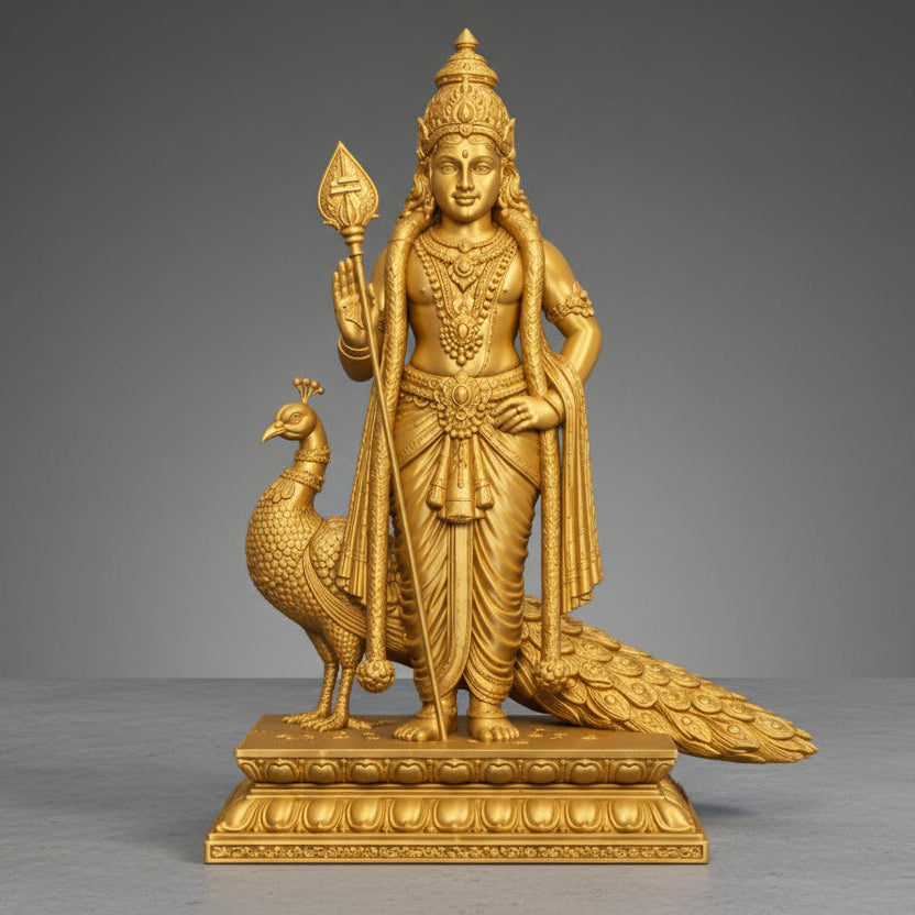 Lord Murugan (Karthikeya) with Spear Statue