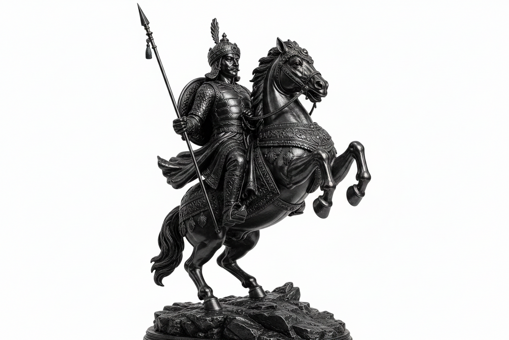 Maharana Pratap on Chetak – Premium Golden Resin Figurine