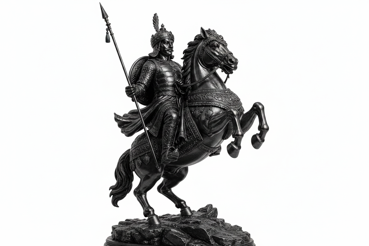 Maharana Pratap on Chetak – Premium Golden Resin Figurine