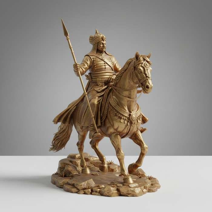 Maharana Pratap on Chetak – Premium Golden  Figurine