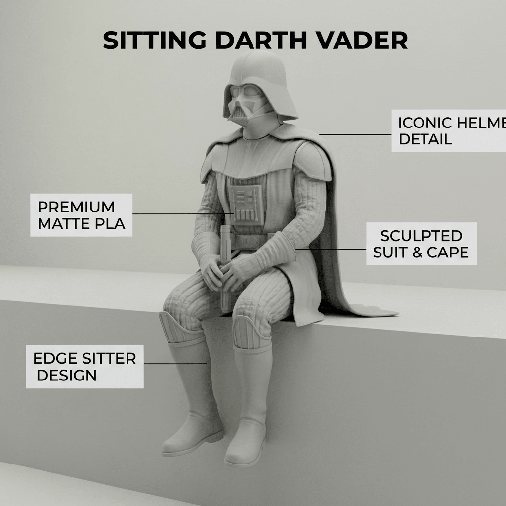 Sitting Darth Vader - Shelf & Desk Edge Sitter - Mini craftor