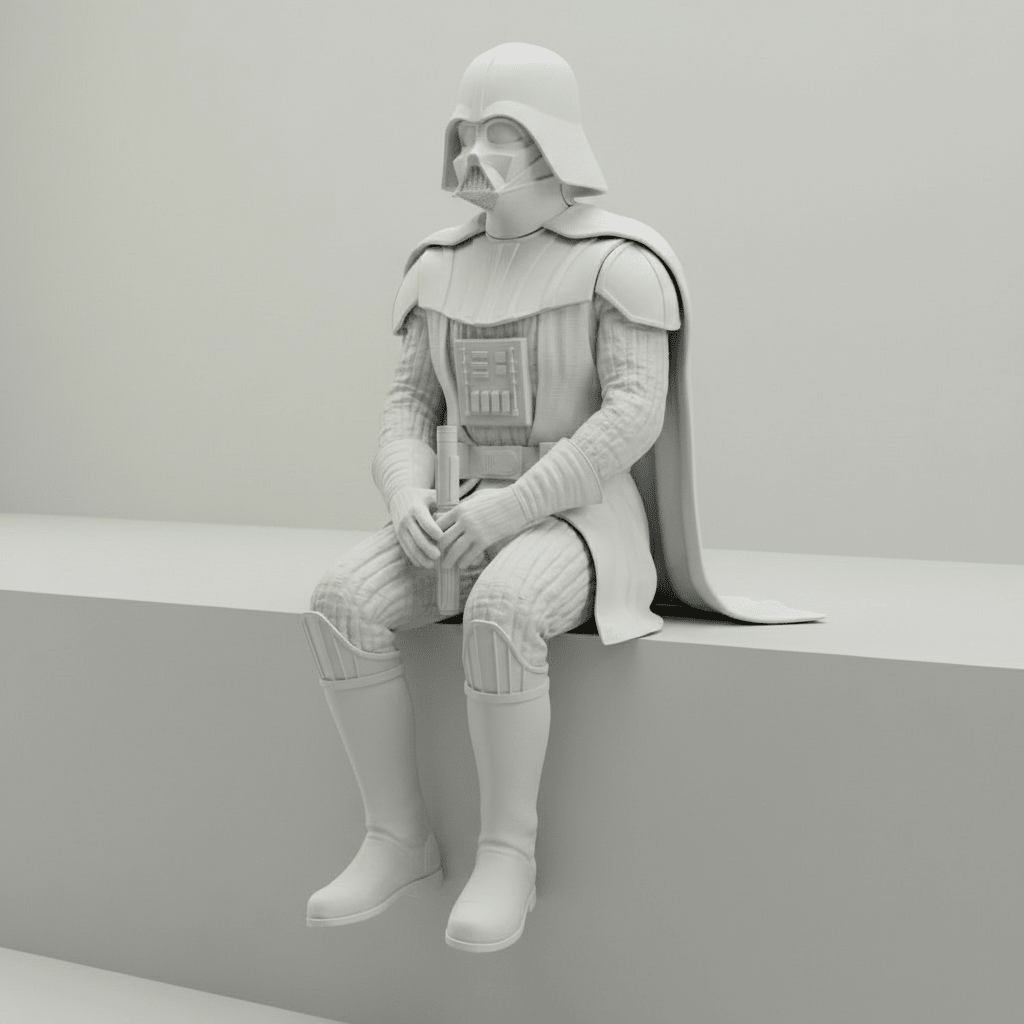 Sitting Darth Vader - Shelf & Desk Edge Sitter - Mini craftor