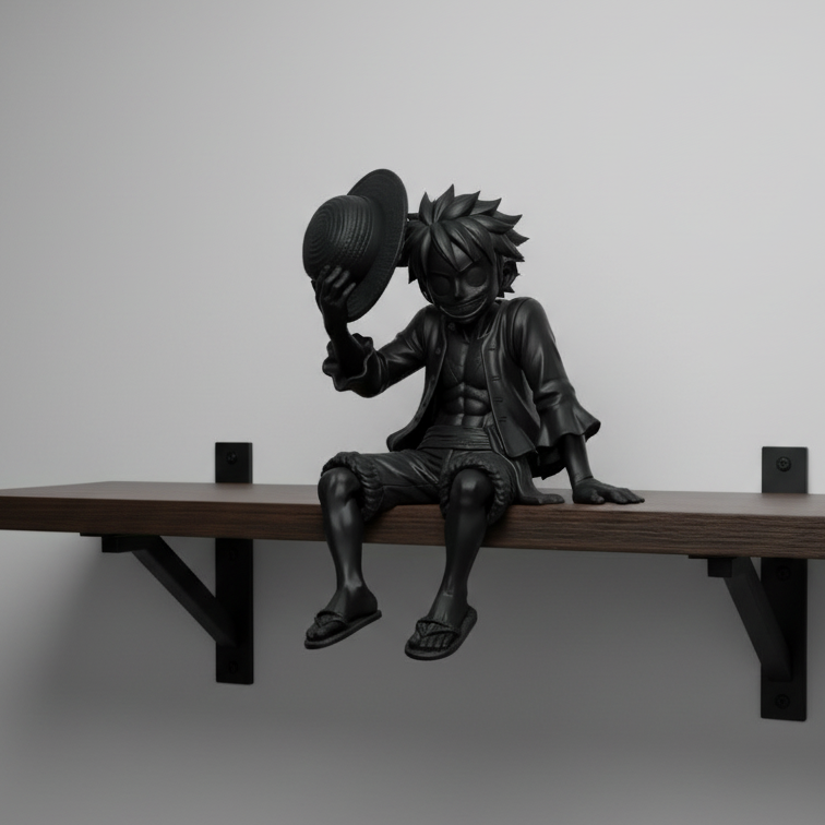 Ultra-matte black figurine on a concrete wall
